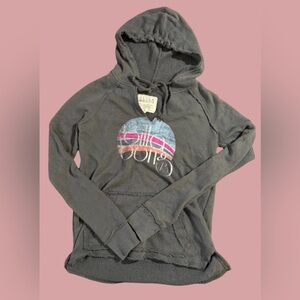 Billabong Women’s Small Hoodie Distressed Raw Hem Graphic Pullover Long Sleeve